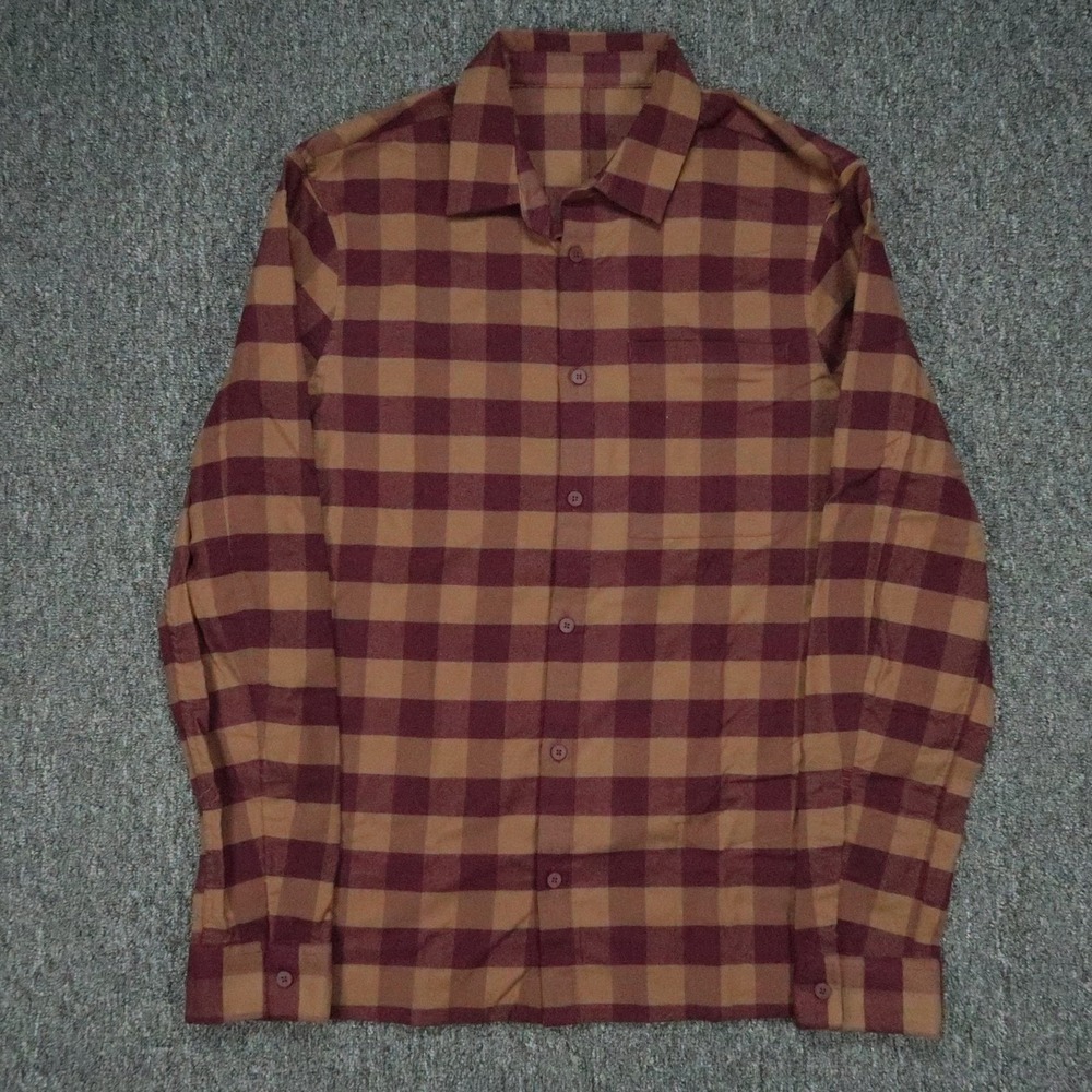 lululemon Shirt Mens Medium Red‎ Gold Masons Peak Flannel Long Sleeve Buffalo